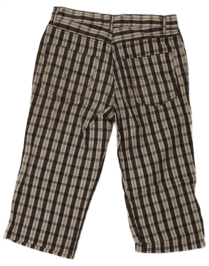 Pantaloni Capri pentru femei Pit Stop W32 L19, bumbac cu check negru