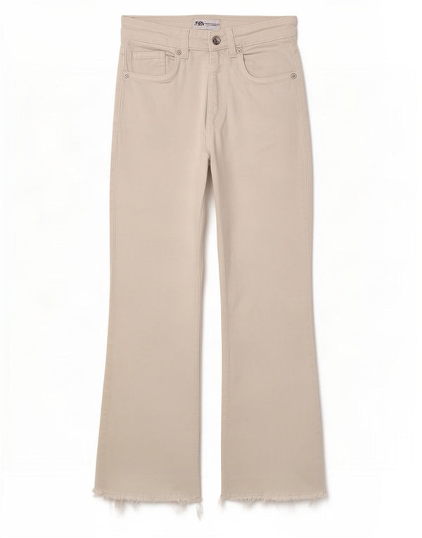 Blugi Zara pentru femei Crop Bootcut EU 34 2XS L24 L25 Alb