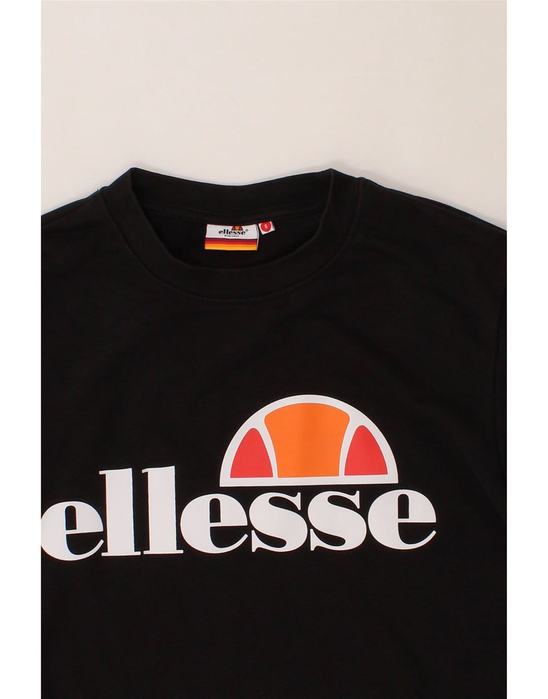 ELLESSE Mens Graphic Sweatshirt Jumper Small Black Cotton Vintage Ellesse and Second-Hand Ellesse from Messina Hembry 