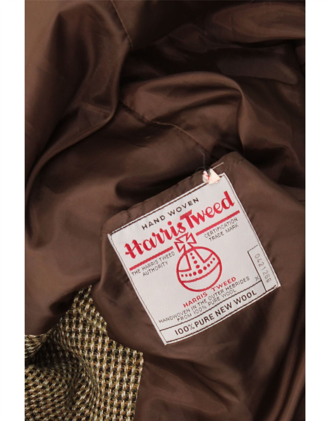 Jachetă pentru bărbați Harris Tweed cu 3 nasturi, UK 40, lână nouă, cu carouri, maro