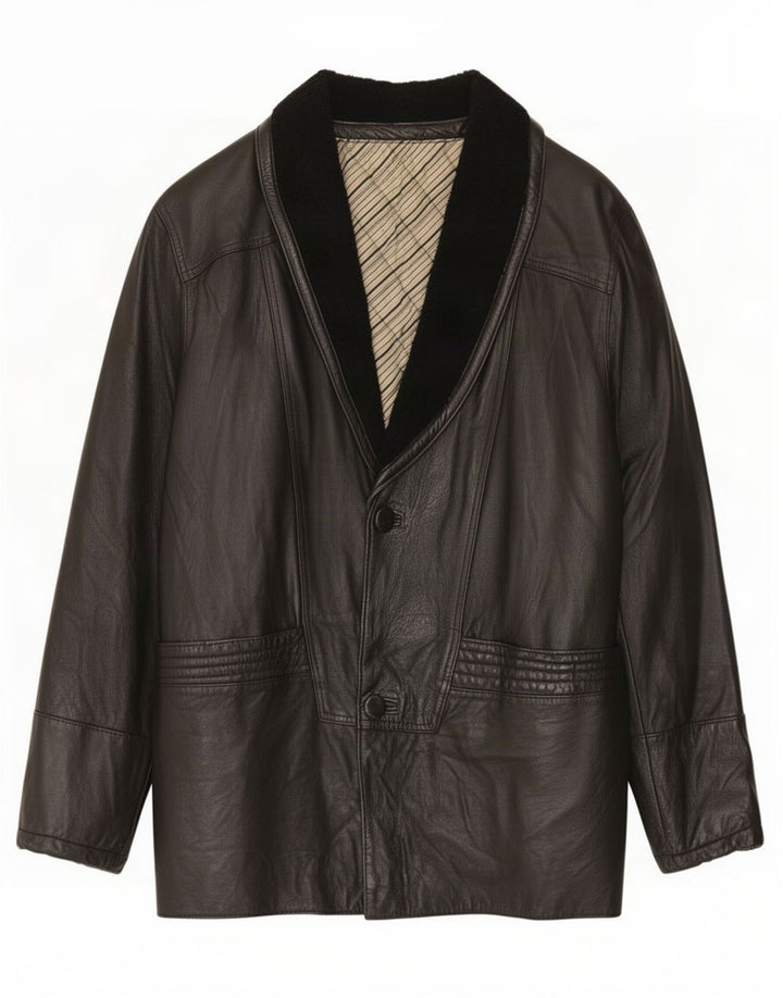 Geaca de piele vintage pentru barbati IT 48 Medium Black