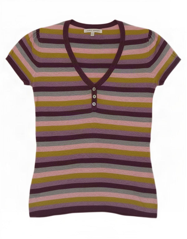 Bluză pentru femei Laura Ashley Top UK 10 Bumbac cu dungi multicolore mici