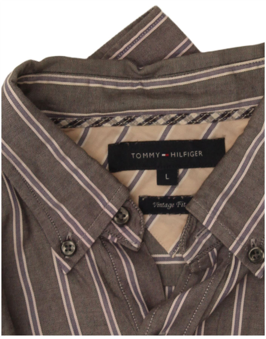 Cămașă pentru bărbați Tommy Hilfiger Vintage Fit, mare, gri cu dungi