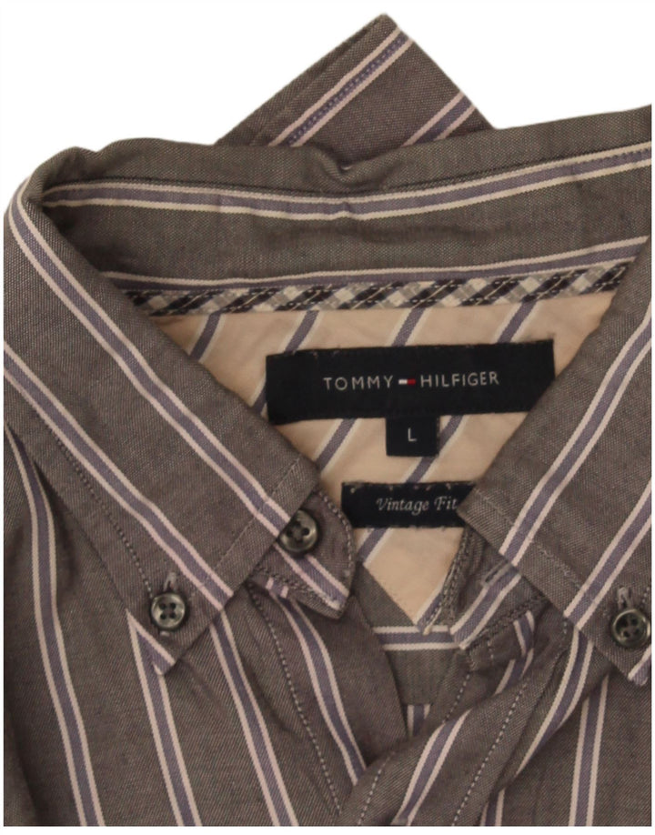 Cămașă pentru bărbați Tommy Hilfiger Vintage Fit, mare, gri cu dungi