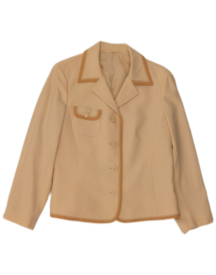 Jachetă RALPH pentru femei, cu 4 nasturi, UK 16, mare, bej, lână virgină