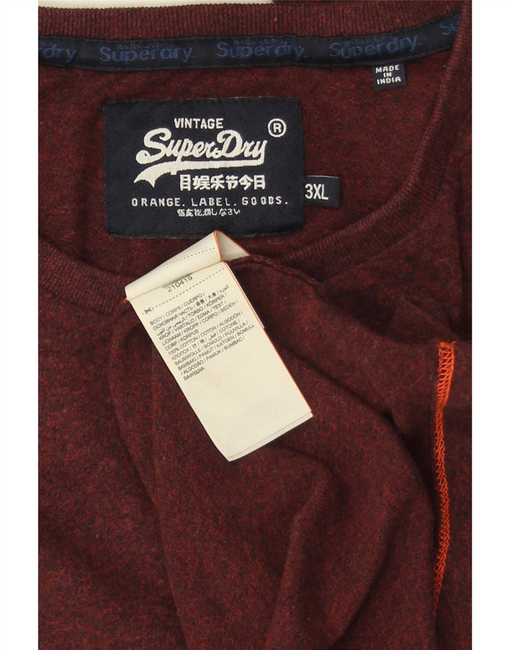 SUPERDRY Top pentru bărbați cu mânecă lungă 3XL bumbac burgundă