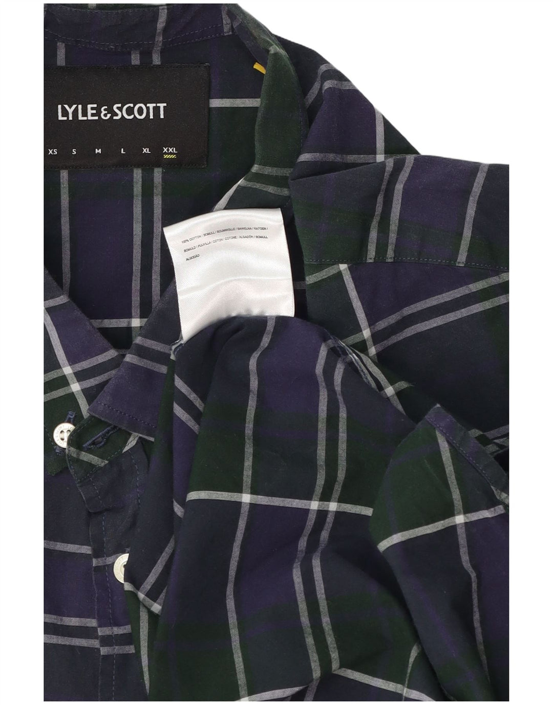 Cămașă pentru bărbați Lyle & Scott 2XL, bumbac cu carouri bleumarin