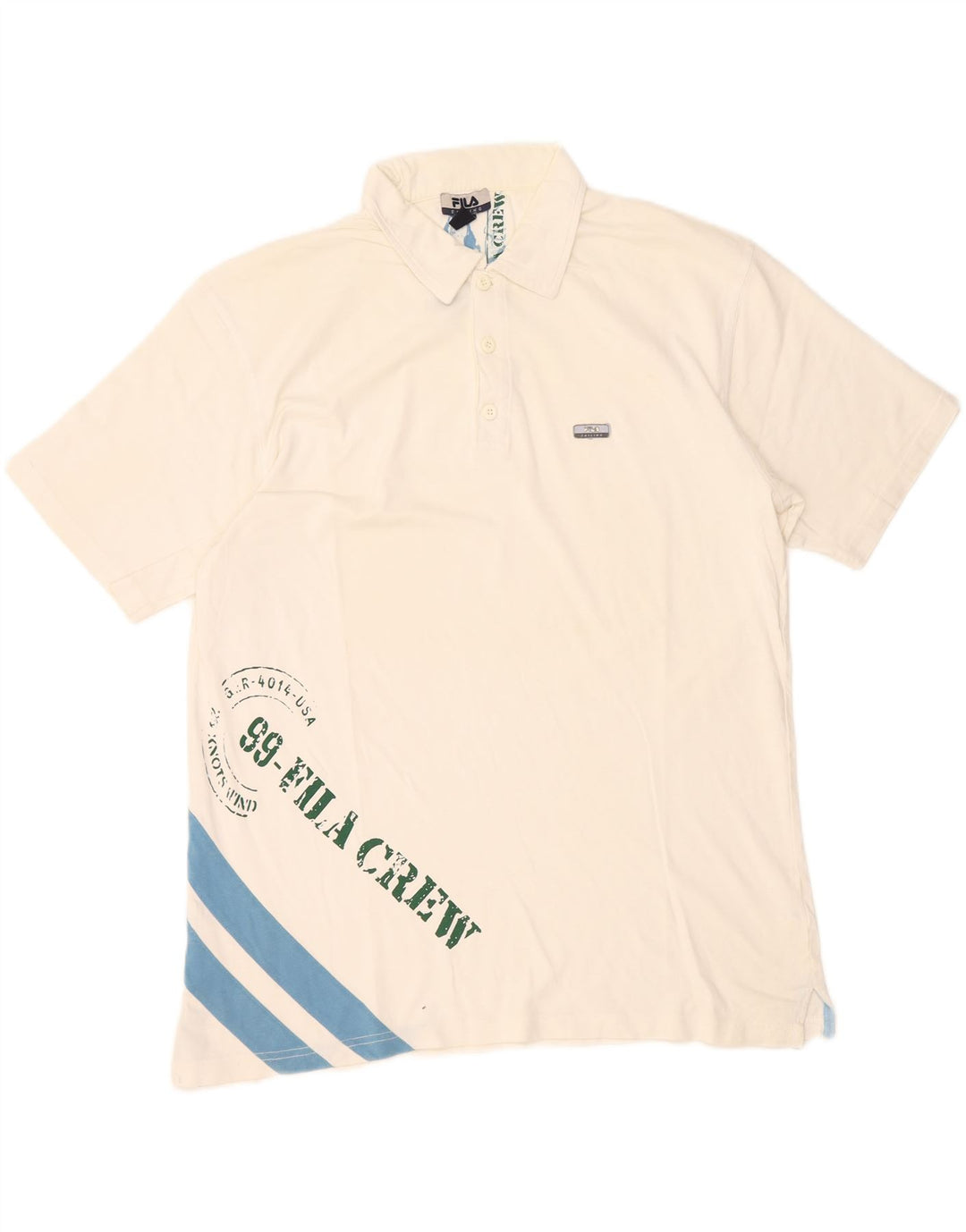 Tricou polo cu grafică pentru bărbați Fila, mare, alb, din bumbac color bloc