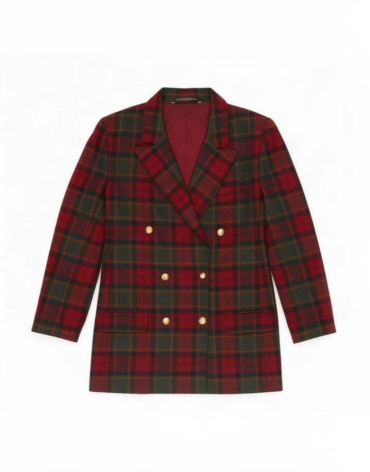Marks & Spencer pentru femei St. Michael Blazer Jacket UK 12 Medium Red Plaid