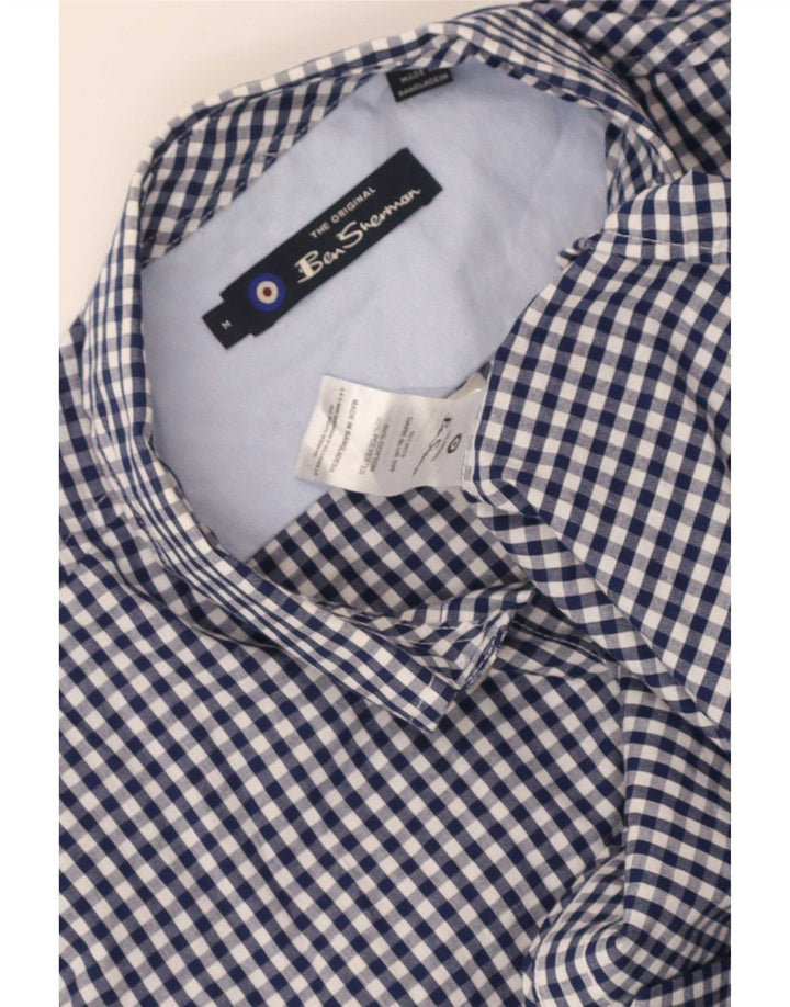 Cămașă cu mânecă scurtă pentru bărbați Ben Sherman, din bumbac vichy albastru bleumarin mediu