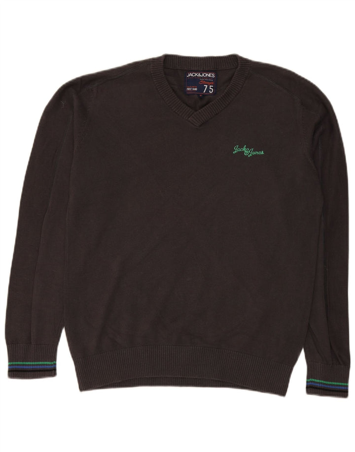 Jack & Jones Pulover cu decolteu în V pentru bărbați, bumbac, gri mediu