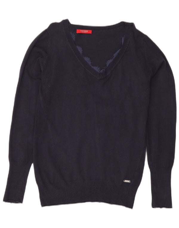 Pulover pentru femei Guess cu decolteu în V UK 12 Medium Bleumarin