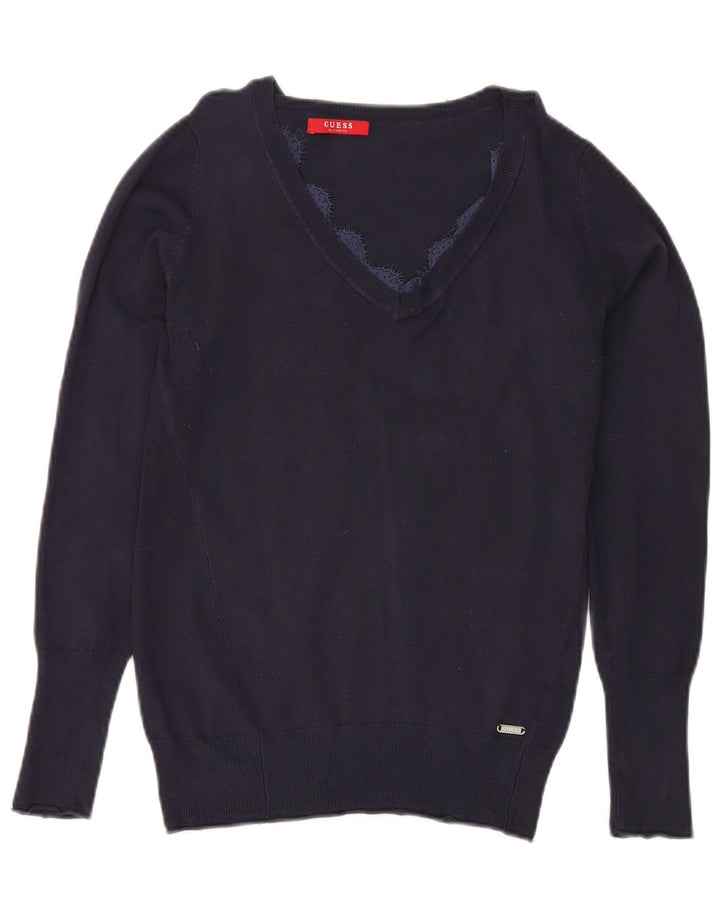 Pulover pentru femei Guess cu decolteu în V UK 12 Medium Bleumarin