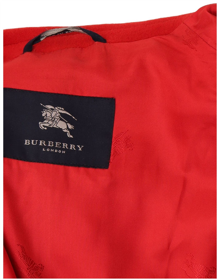 Pardesiu Burberry pentru femei UK 14 mare, roșu, clasic de lână