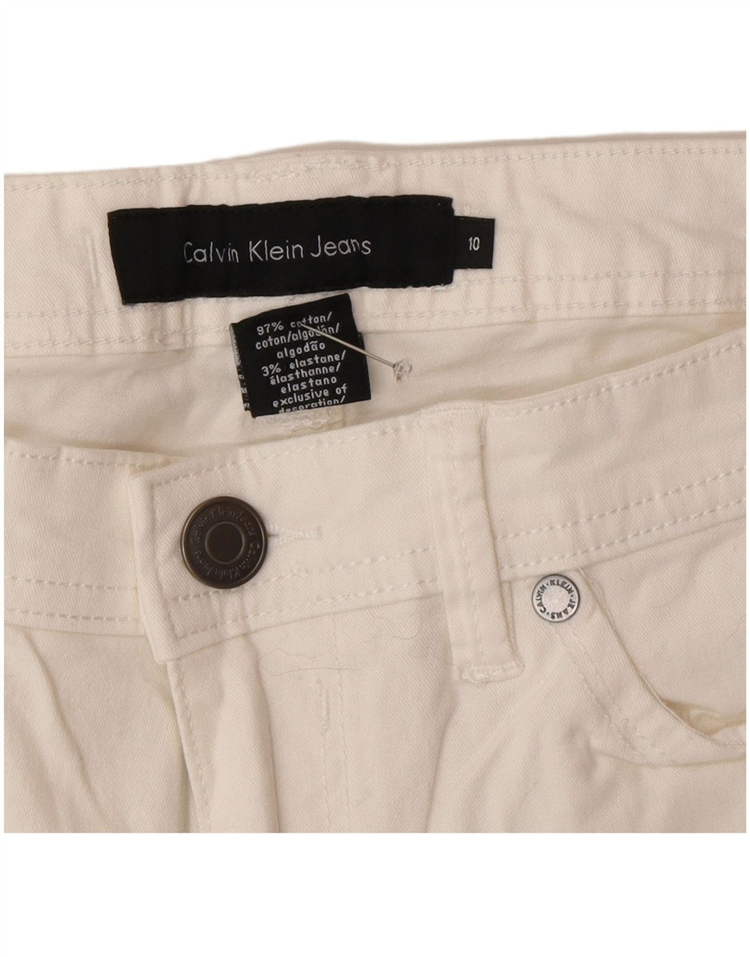 Blugi drepti pentru femei Calvin Klein US 10 Medium W30 L26 Bumbac alb