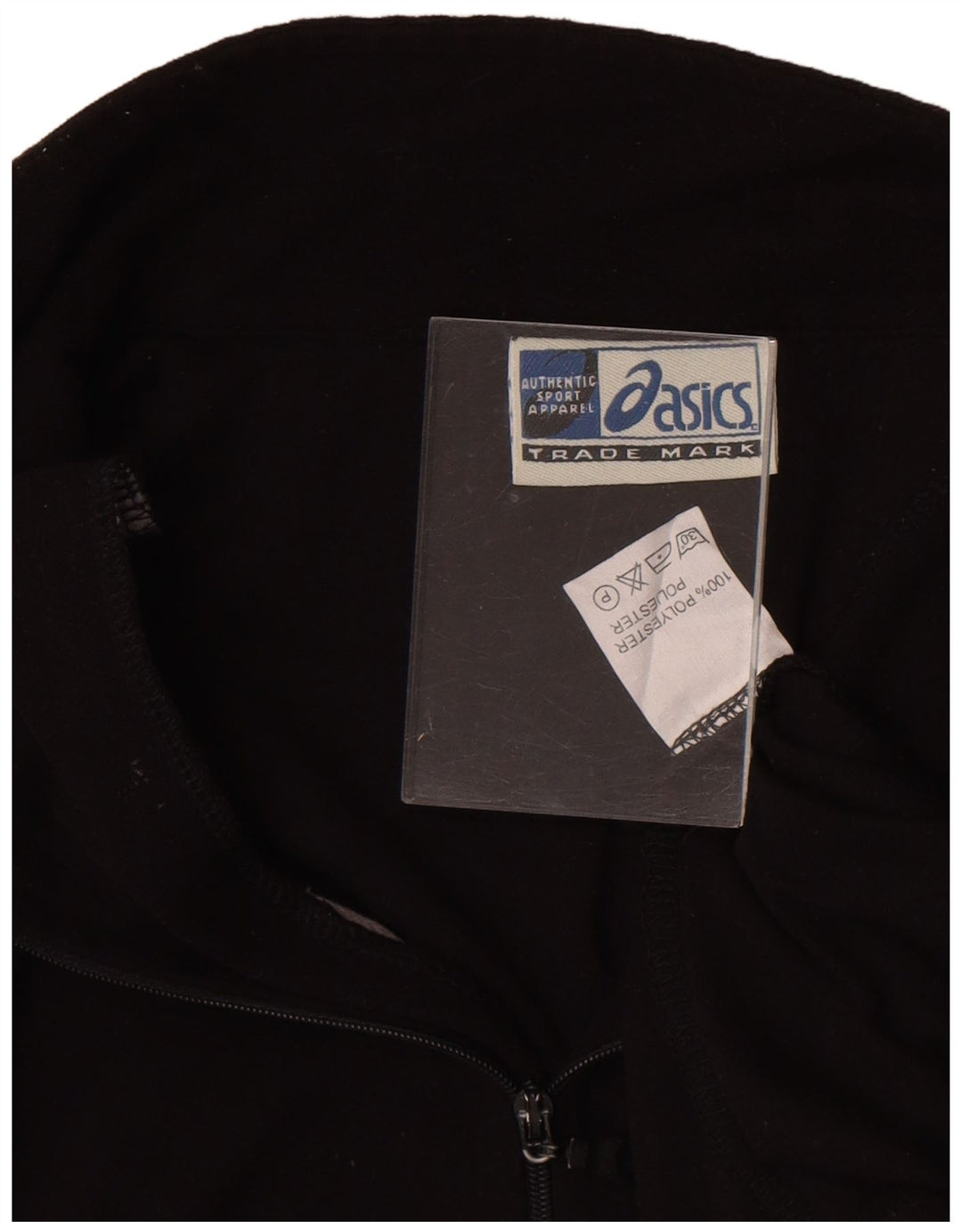Top de trening Asics pentru bărbați, cu fermoar și gât, poliester negru