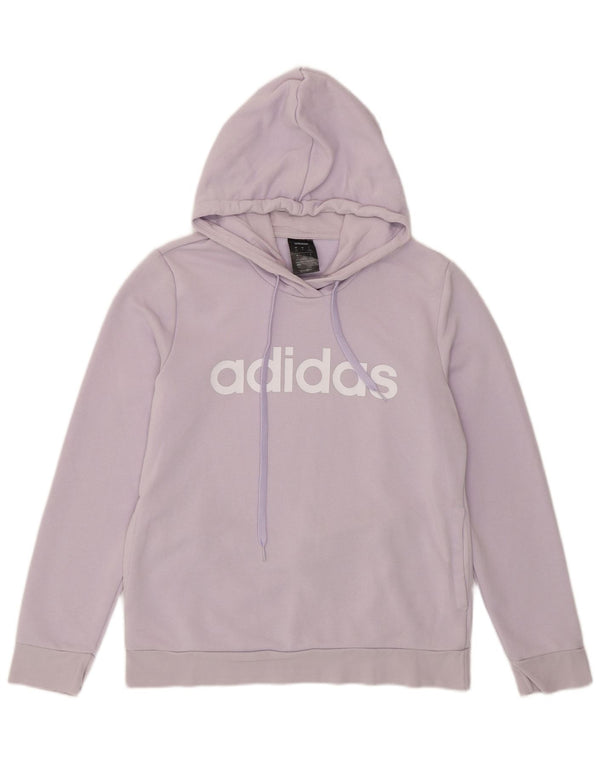 Pulover ADIDAS pentru femei cu glugă cu grafică UK 12/14, bumbac violet mediu