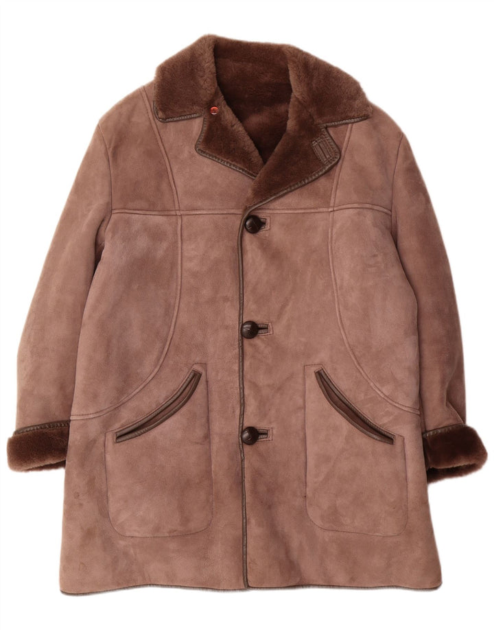 Palton bărbătesc din shearling Nurseys UK 36 Mic maro piele de oaie