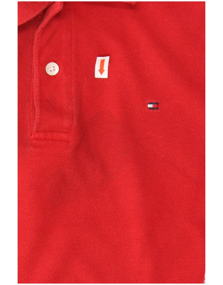 TOMMY HILFIGER Boys Polo Shirt 12-13 Years Medium Red Cotton