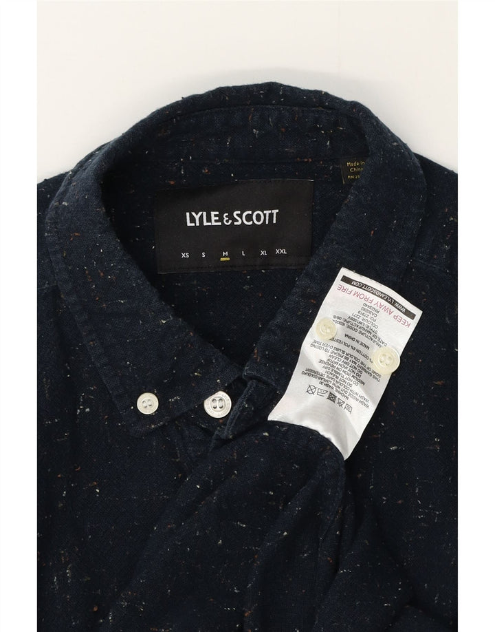 Cămașă pentru bărbați LYLE & SCOTT, bumbac cu pete albastru bleumarin mediu