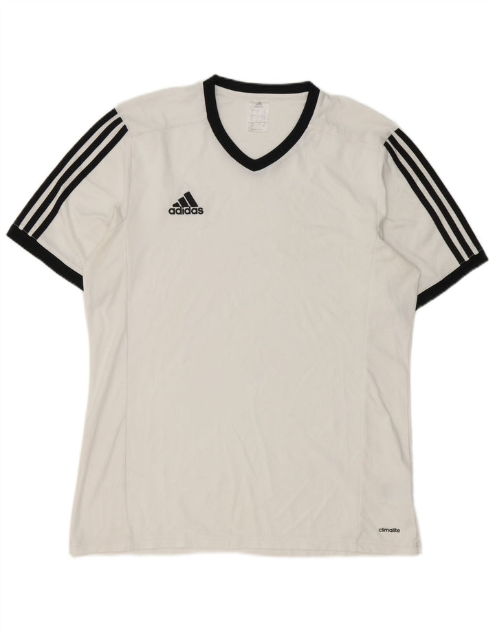 Tricou Adidas Climalite pentru bărbați Top mare din poliester alb
