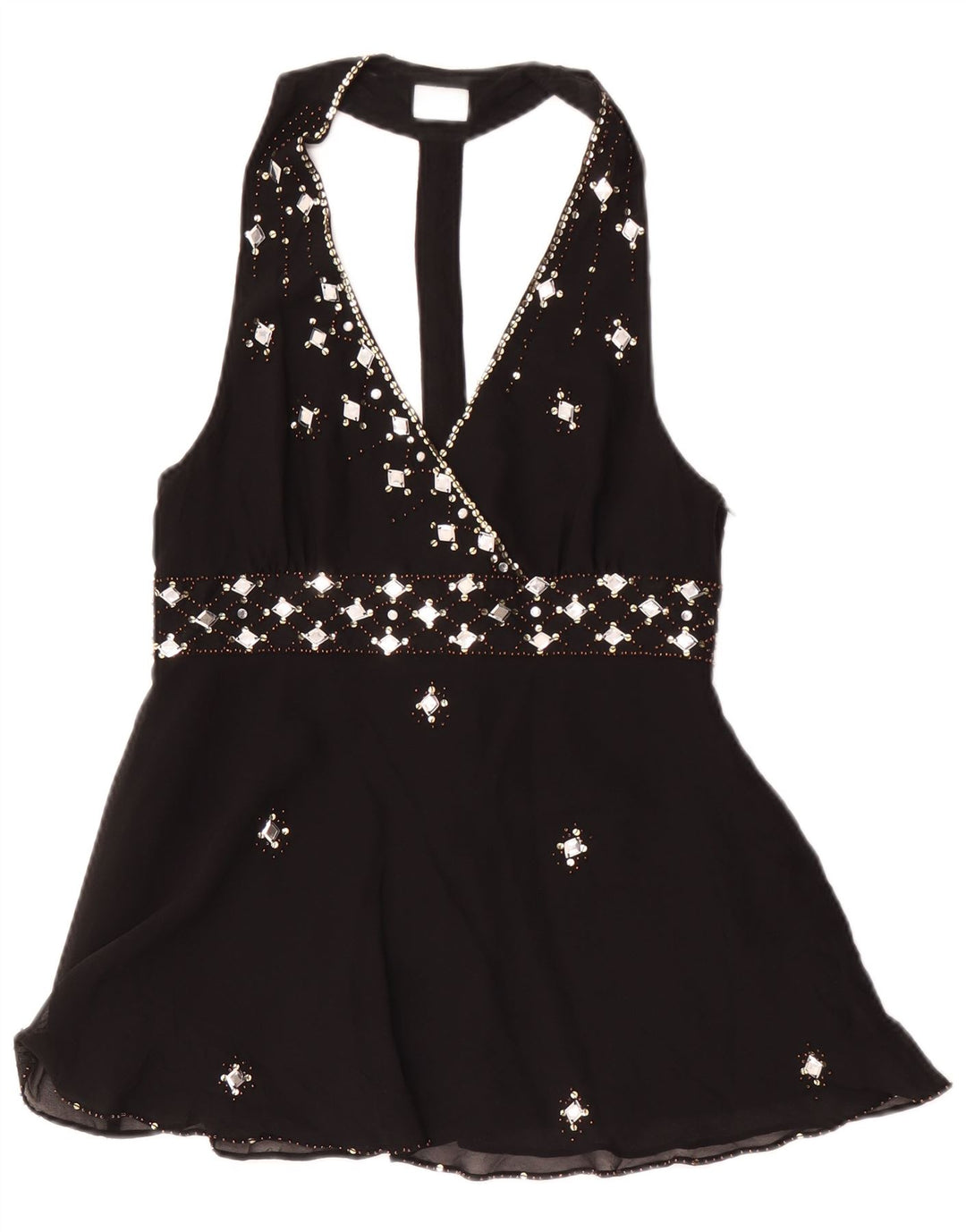 Top Halter pentru femei Oasis UK 12 Medium Black Silk