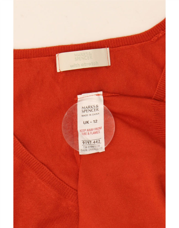 Pulover pentru femei Marks & Spencer, cu mâneci 3/4, cu decolteu în V, portocaliu mediu UK 12