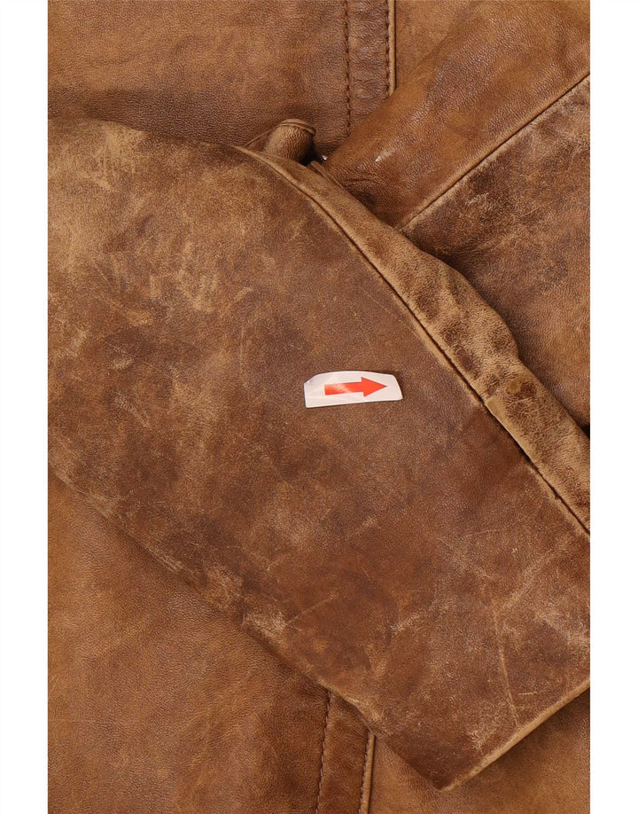 Jachetă de piele vintage pentru femei UK 12 maro mediu