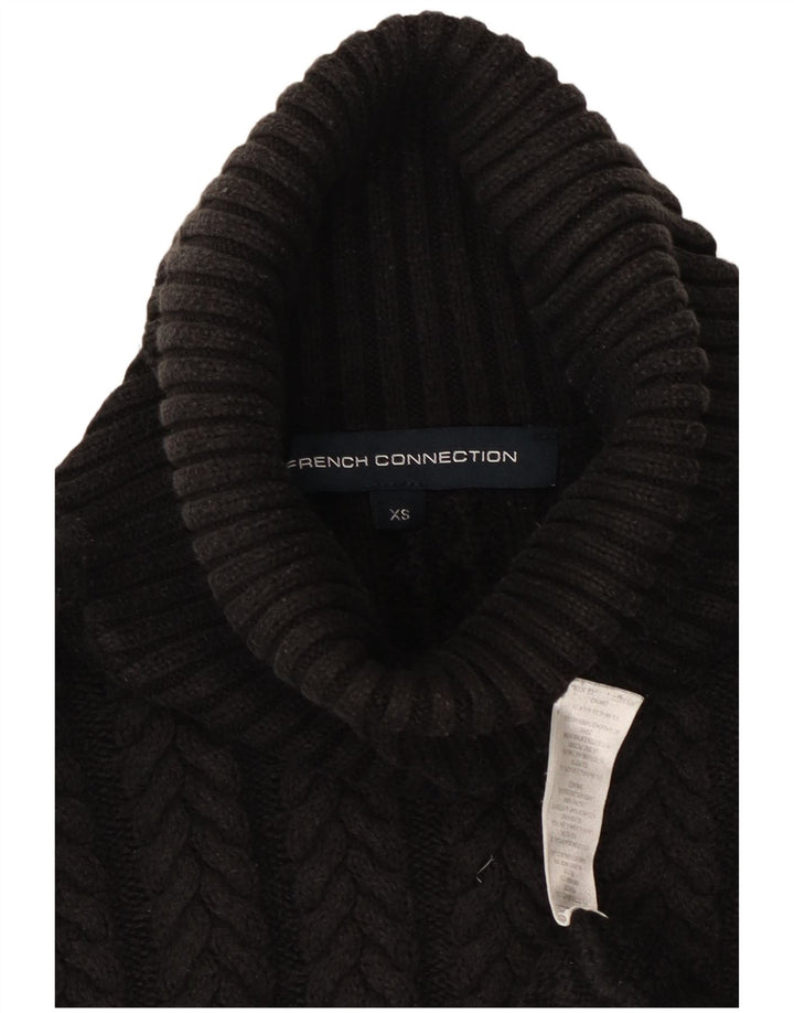 FRENCH CONNECTION Pulover supradimensionat cu gât rulat pentru femei UK 6 XS Negru