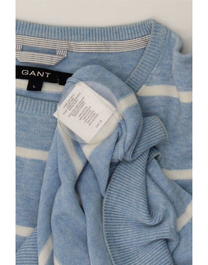Pulover Gant pentru bărbați, cu gât roșu, din bumbac cu dungi mari, albastre