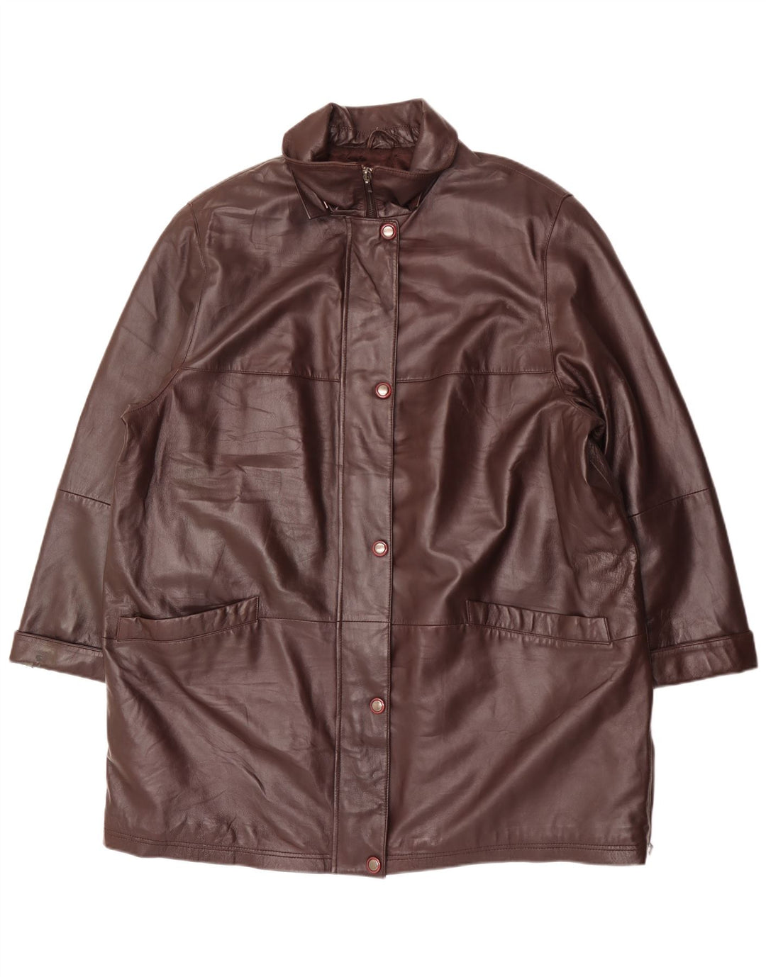 Palton din piele vintage pentru femei UK 20 2XL din piele maro