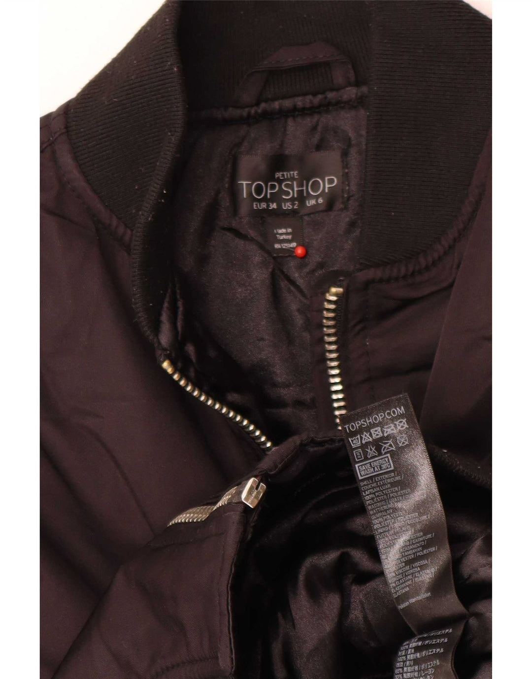 Jachetă bomber supradimensionată pentru femei Topshop UK 6 XS poliester negru
