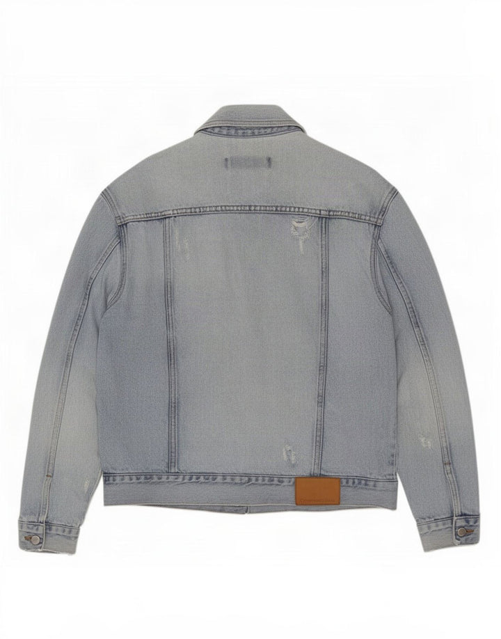 Jachetă pentru bărbați Calvin Klein Jeans din denim distressed UK 38, bumbac albastru mediu