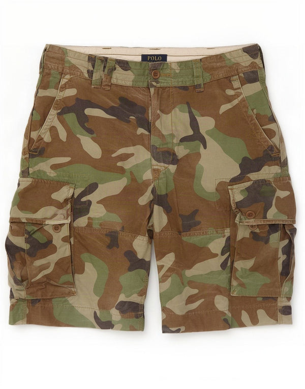 Pantaloni scurți cargo pentru bărbați Polo Ralph Lauren W34, bumbac camuflaj mare, kaki