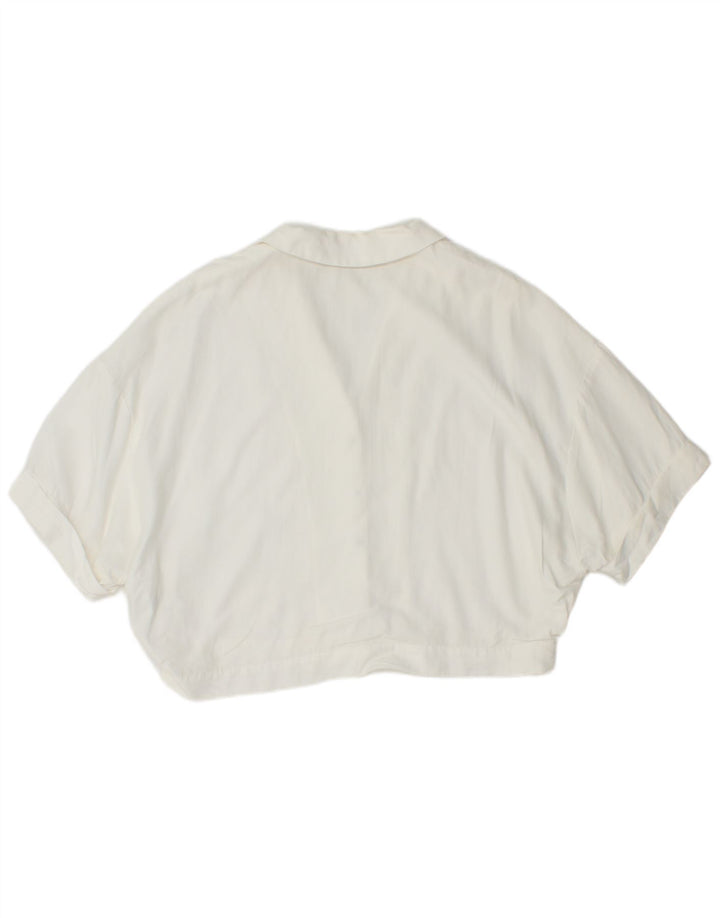 ZARA Womens Oversized Short Sleeve Shirt Blouse UK 10 Small White Lyocell