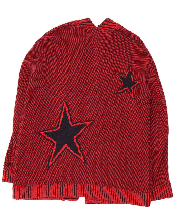 TOMMY HILFIGER Womens Abstract Pattern Cardigan Sweater UK 10 Small Red Vintage Tommy Hilfiger and Second-Hand Tommy Hilfiger from Messina Hembry 