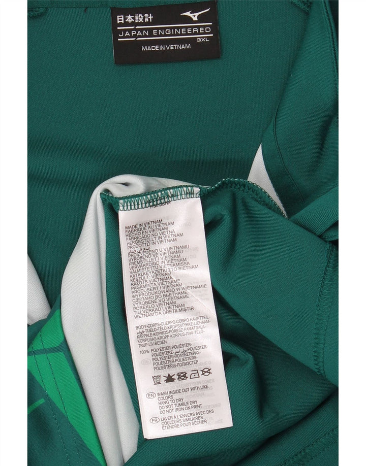 Mizuno pentru bărbați, cu fermoar și gât, top grafic cu mânecă lungă, poliester geometric verde 3XL