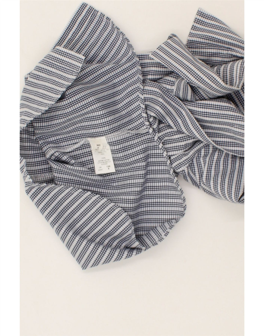 MOSCHINO Boys Shirt 7-8 Years Navy Blue Striped Cotton Vintage Moschino and Second-Hand Moschino from Messina Hembry 