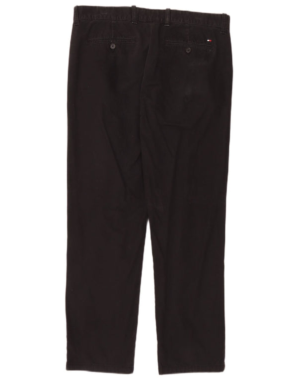 Pantaloni chino drepți pentru bărbați Tommy Hilfiger L34 L30 bumbac negru