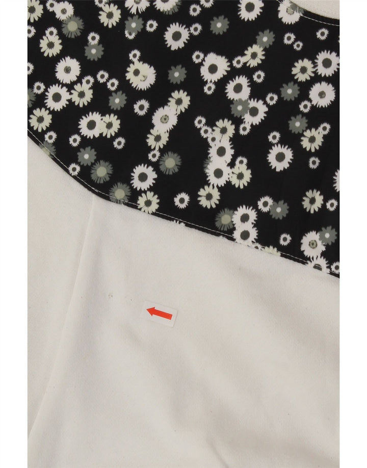 NIKE Womens Crop Oversized Sweatshirt Jumper UK 10 Small White Floral Vintage Nike and Second-Hand Nike from Messina Hembry 