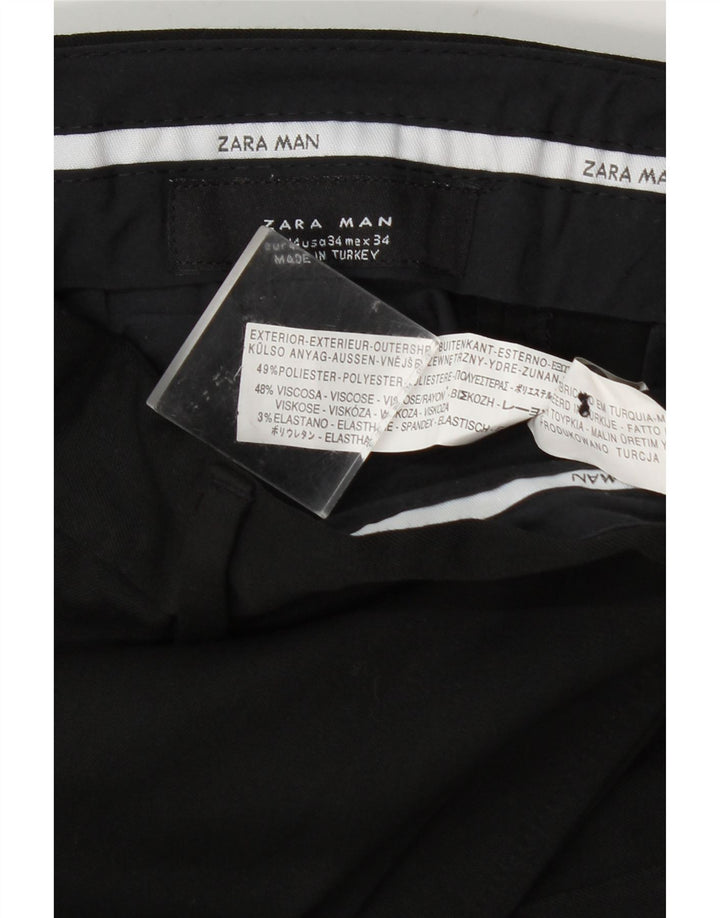 Pantaloni de costum drepți pentru bărbați Zara EU 44 Mari L34 L32 Poliester negru
