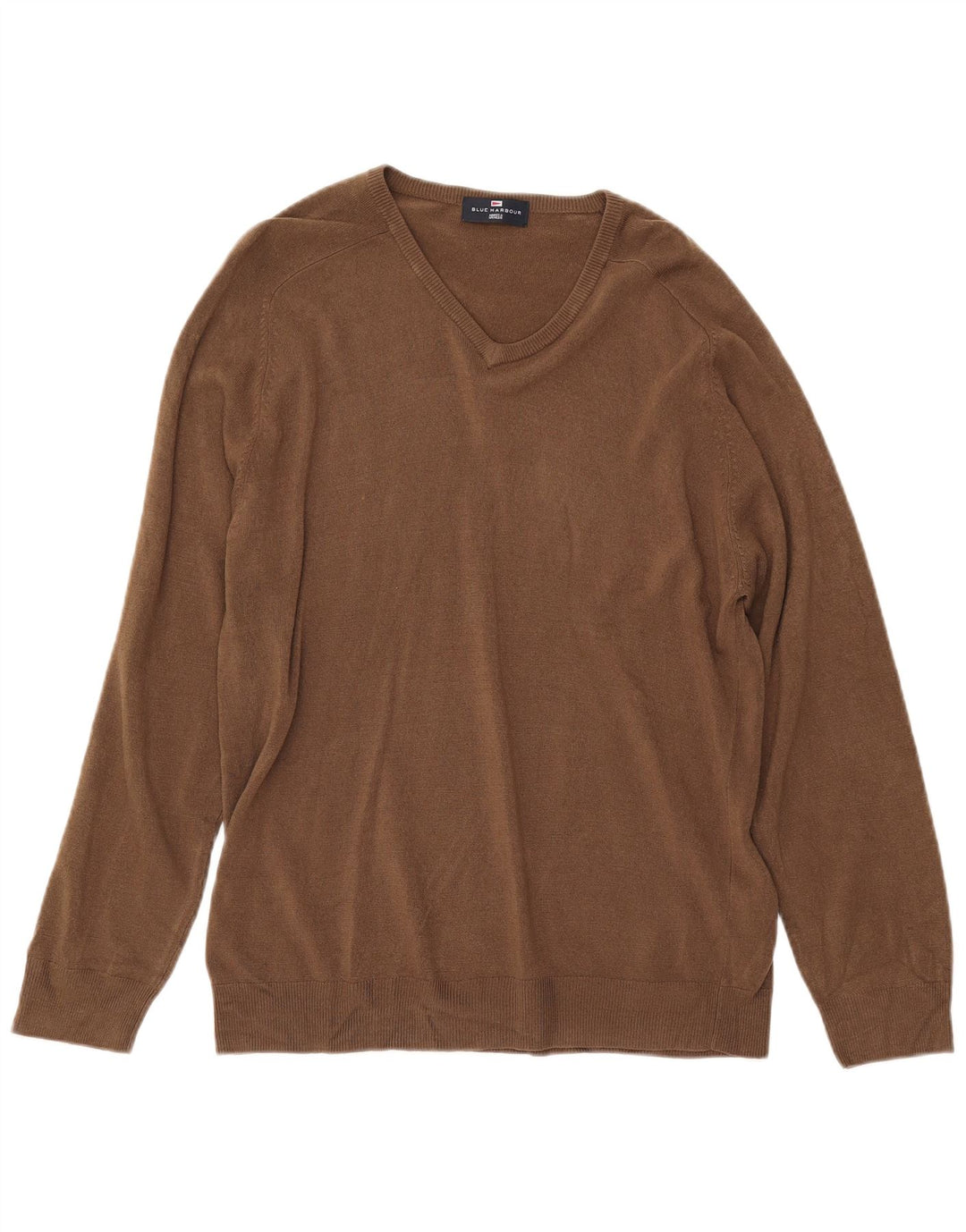 MARKS & SPENCER Pulover cu decolteu în V Blue Harbour pentru bărbați, maro mare