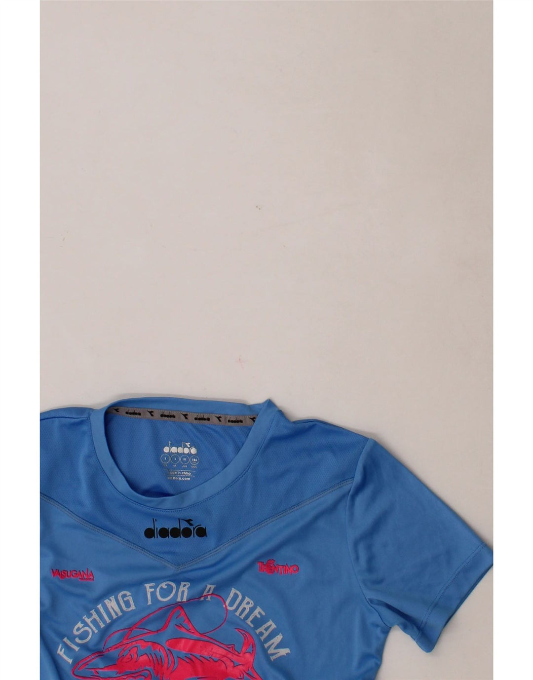 DIADORA Womens Graphic T-Shirt Top UK 10 Small Blue Polyester Vintage Diadora and Second-Hand Diadora from Messina Hembry 