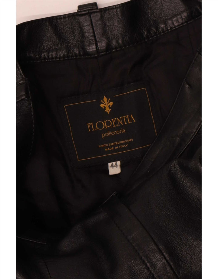 FLORENTIA Pantaloni cargo din piele drepte pentru femei IT 44 Medium W28 L31 Negru
