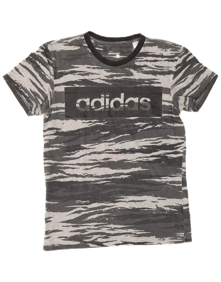Tricou cu grafic Climalite ADIDAS pentru bărbați Top mic, gri, camuflaj, bumbac