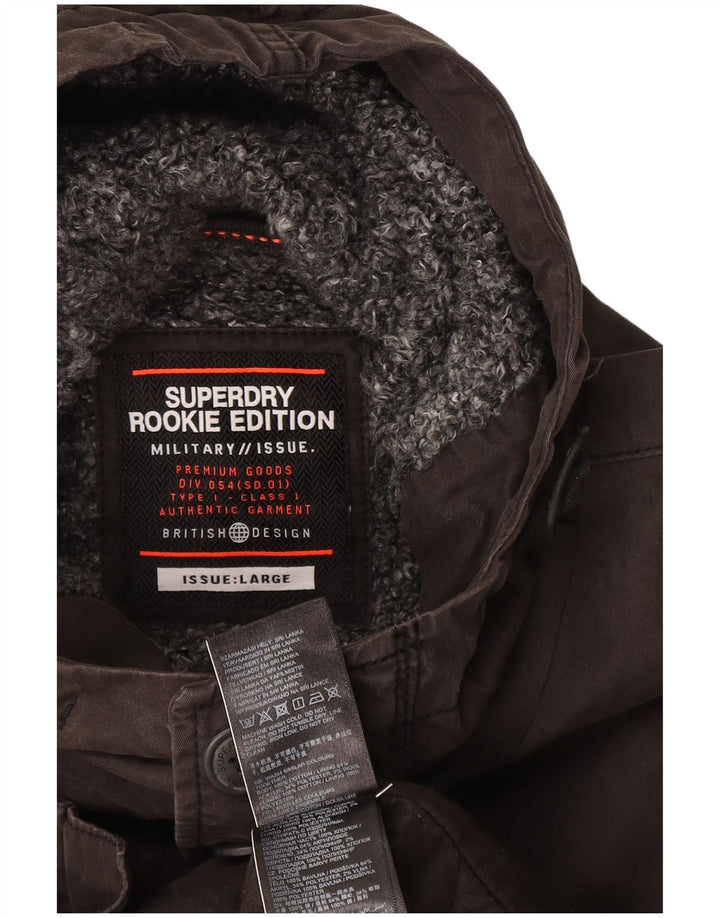 Jachetă parka militară cu glugă Superdry pentru bărbați UK 40 mare bumbac gri