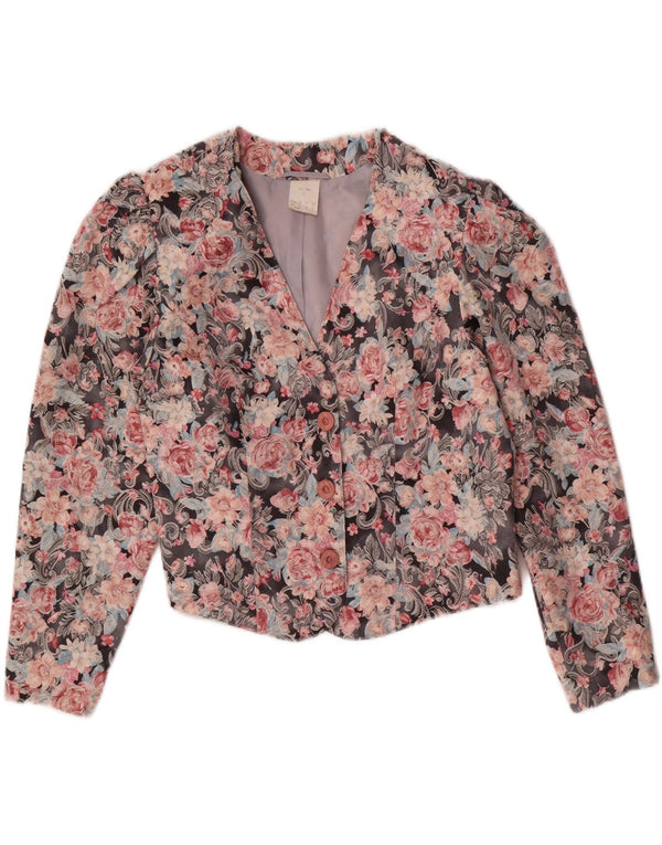 Jachetă vintage pentru femei crop blazer UK 12 Medium Multicolor Floral