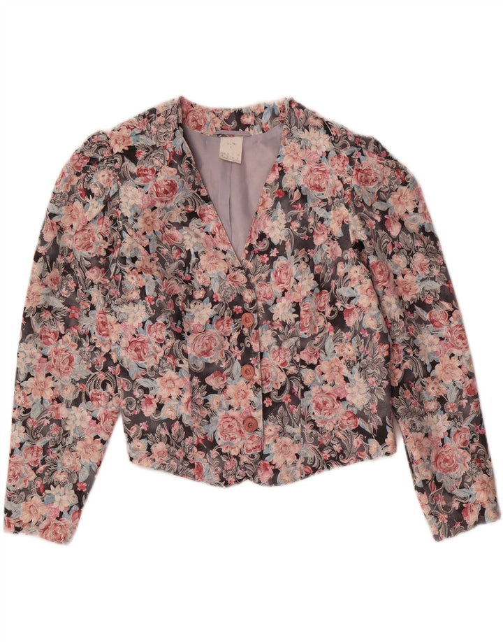 Jachetă vintage pentru femei crop blazer UK 12 Medium Multicolor Floral