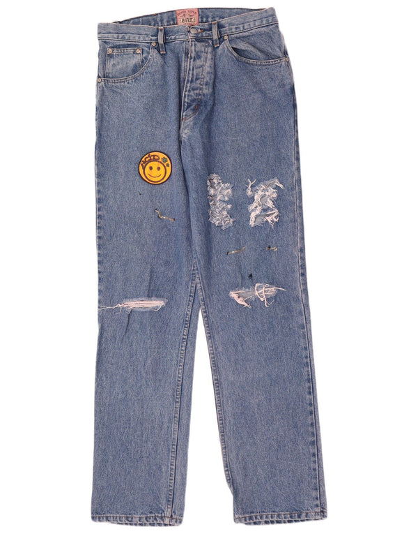 Rifle Blugi Distressed Straight pentru bărbați W33 L33 Bumbac albastru