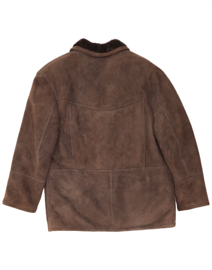 Jachetă vintage bărbătească din shearling IT 48 Medium Grey Piele